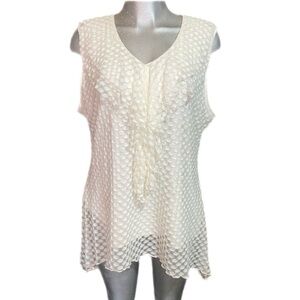 Shannon Ford White Textured Sleeveless Tunic Top Plus Size 2X All Over Lace Boho